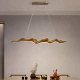 Traditional Japanese-Style LED Chandeliers – Iron, Fiberglass & Silica, Wavy Driftwood Imitation, Island Light for Dining Room