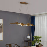 Traditional Japanese-Style LED Chandeliers – Iron, Fiberglass & Silica, Wavy Driftwood Imitation, Island Light for Dining Room