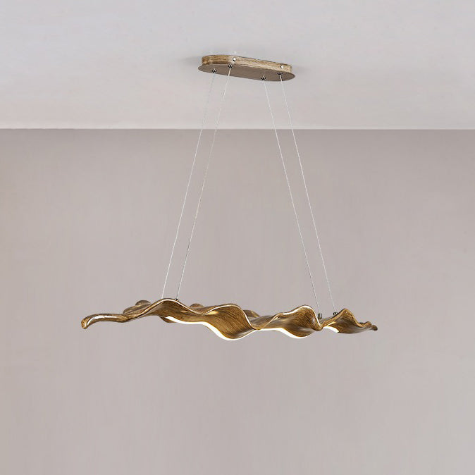 Traditional Japanese-Style LED Chandeliers – Iron, Fiberglass & Silica, Wavy Driftwood Imitation, Island Light for Dining Room