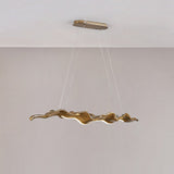 Traditional Japanese-Style LED Chandeliers – Iron, Fiberglass & Silica, Wavy Driftwood Imitation, Island Light for Dining Room