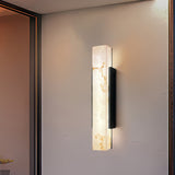 Traditional Chinese-Style Waterproof Imitation Marble Stainless Steel Rectangular LED Wall Sconce Lamp for Outdoor Patio
