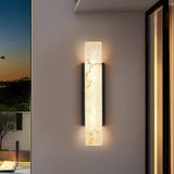 Traditional Chinese-Style Waterproof Imitation Marble Stainless Steel Rectangular LED Wall Sconce Lamp for Outdoor Patio