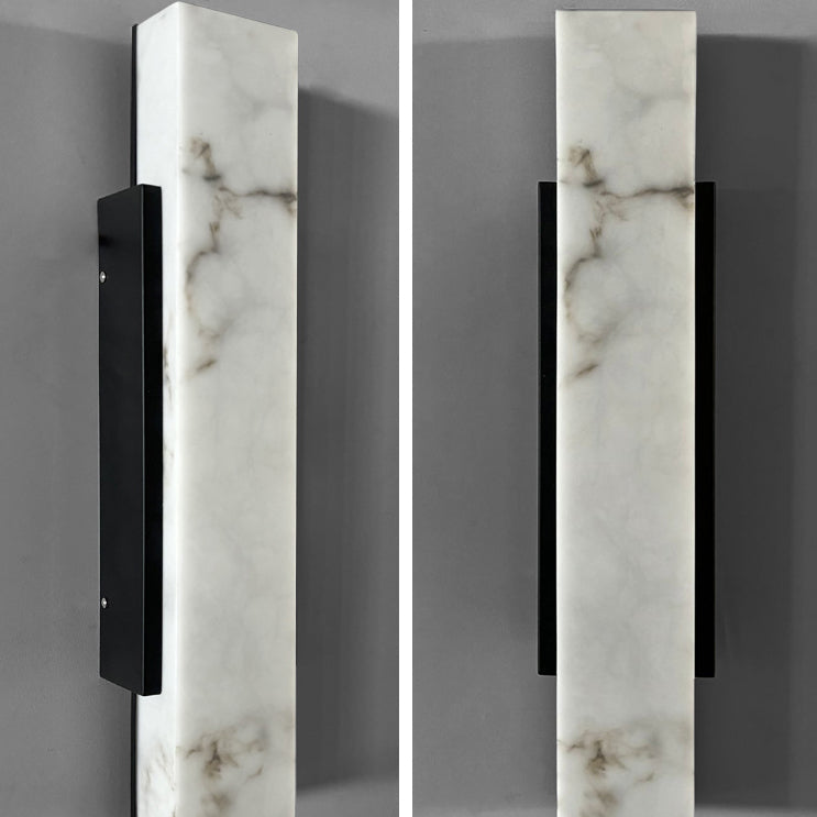 Traditional Chinese-Style Waterproof Imitation Marble Stainless Steel Rectangular LED Wall Sconce Lamp for Outdoor Patio