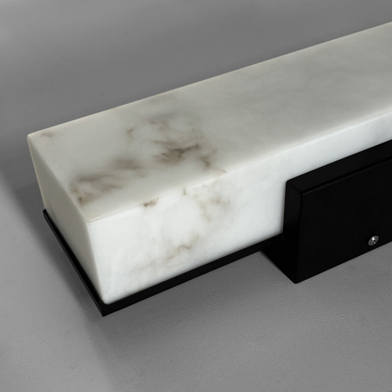 Traditional Chinese-Style Waterproof Imitation Marble Stainless Steel Rectangular LED Wall Sconce Lamp for Outdoor Patio