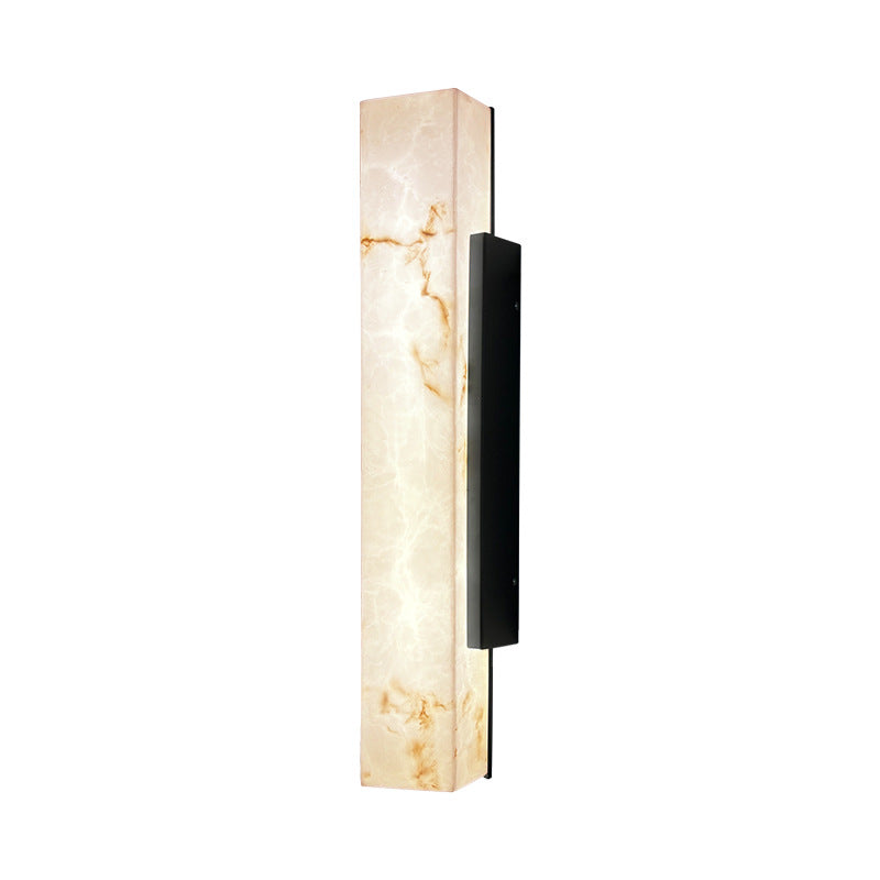 Traditional Chinese-Style Waterproof Imitation Marble Stainless Steel Rectangular LED Wall Sconce Lamp for Outdoor Patio