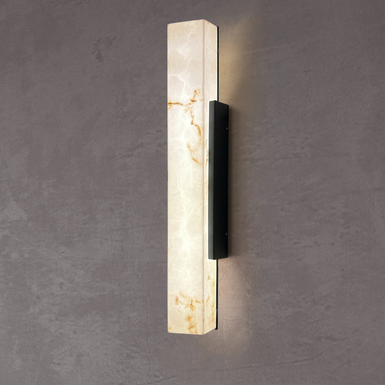 Traditional Chinese-Style Waterproof Imitation Marble Stainless Steel Rectangular LED Wall Sconce Lamp for Outdoor Patio