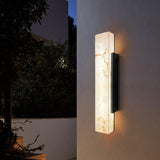 Traditional Chinese-Style Waterproof Imitation Marble Stainless Steel Rectangular LED Wall Sconce Lamp for Outdoor Patio