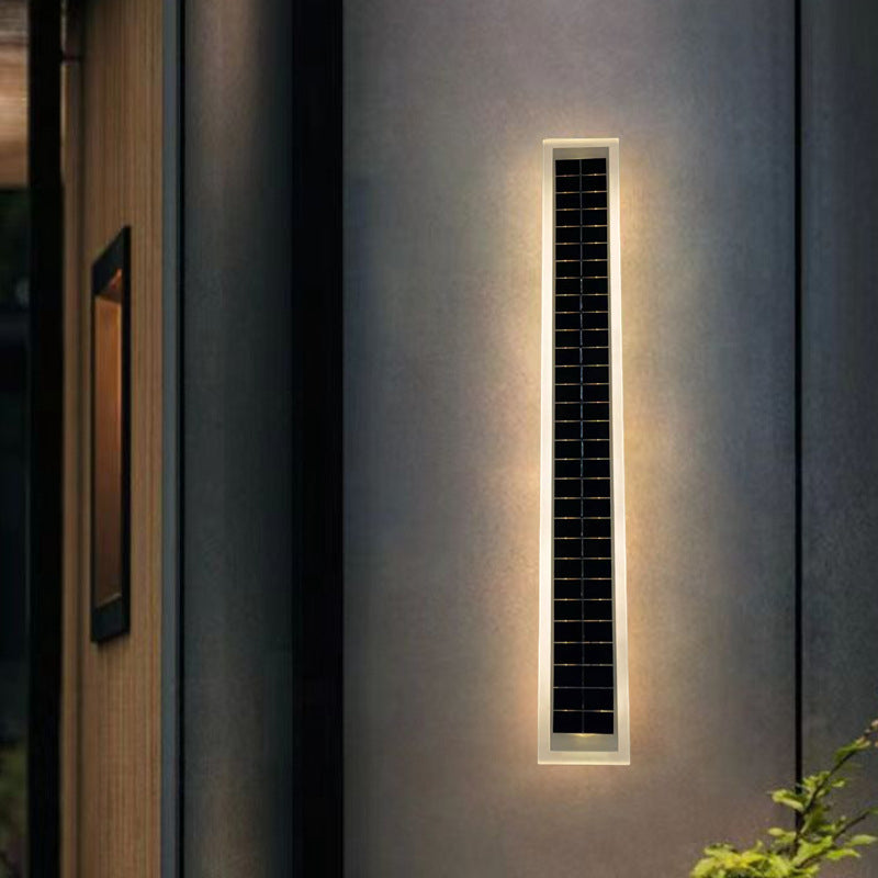 Sleek Modern Solar-Powered Wave LED Wall Sconce – Waterproof Aluminum & Acrylic Strip Lamp for Outdoor Patio