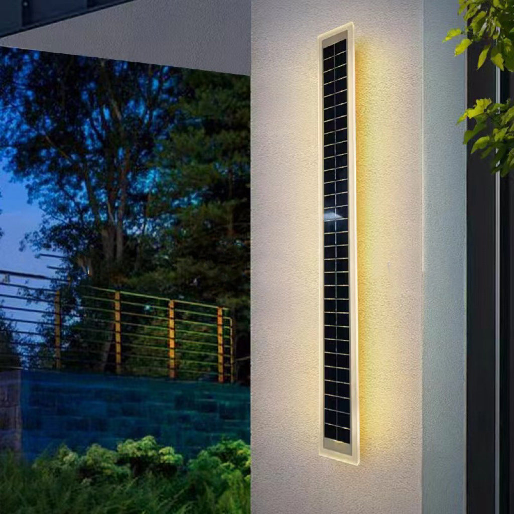 Sleek Modern Solar-Powered Wave LED Wall Sconce – Waterproof Aluminum & Acrylic Strip Lamp for Outdoor Patio