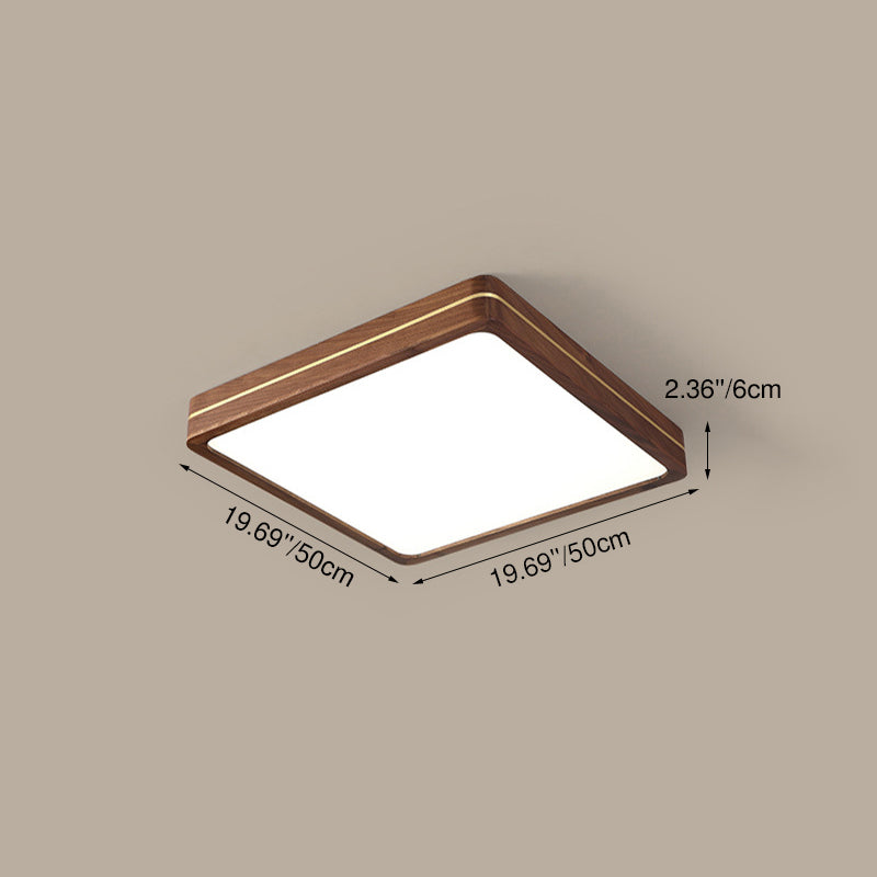 Sleek Modern Walnut Wood LED Flush Mount Ceiling Light