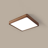 Sleek Modern Walnut Wood LED Flush Mount Ceiling Light