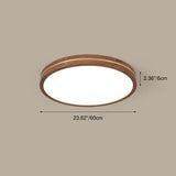 Sleek Modern Walnut Wood LED Flush Mount Ceiling Light
