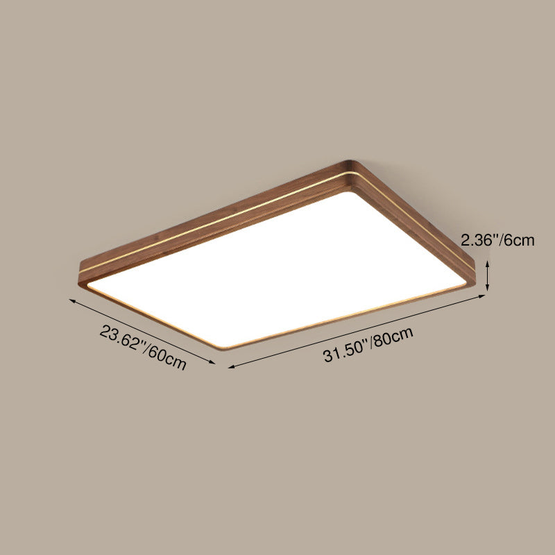 Sleek Modern Walnut Wood LED Flush Mount Ceiling Light