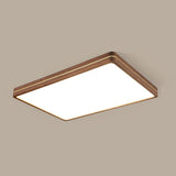 Sleek Modern Walnut Wood LED Flush Mount Ceiling Light