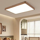 Sleek Modern Walnut Wood LED Flush Mount Ceiling Light