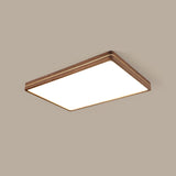 Sleek Modern Walnut Wood LED Flush Mount Ceiling Light