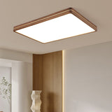 Sleek Modern Walnut Wood LED Flush Mount Ceiling Light