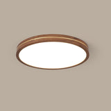 Sleek Modern Walnut Wood LED Flush Mount Ceiling Light