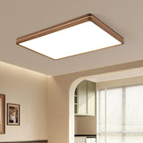 Sleek Modern Walnut Wood LED Flush Mount Ceiling Light