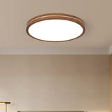 Sleek Modern Walnut Wood LED Flush Mount Ceiling Light