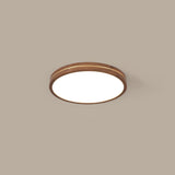 Sleek Modern Walnut Wood LED Flush Mount Ceiling Light