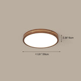 Sleek Modern Walnut Wood LED Flush Mount Ceiling Light