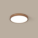 Sleek Modern Walnut Wood LED Flush Mount Ceiling Light