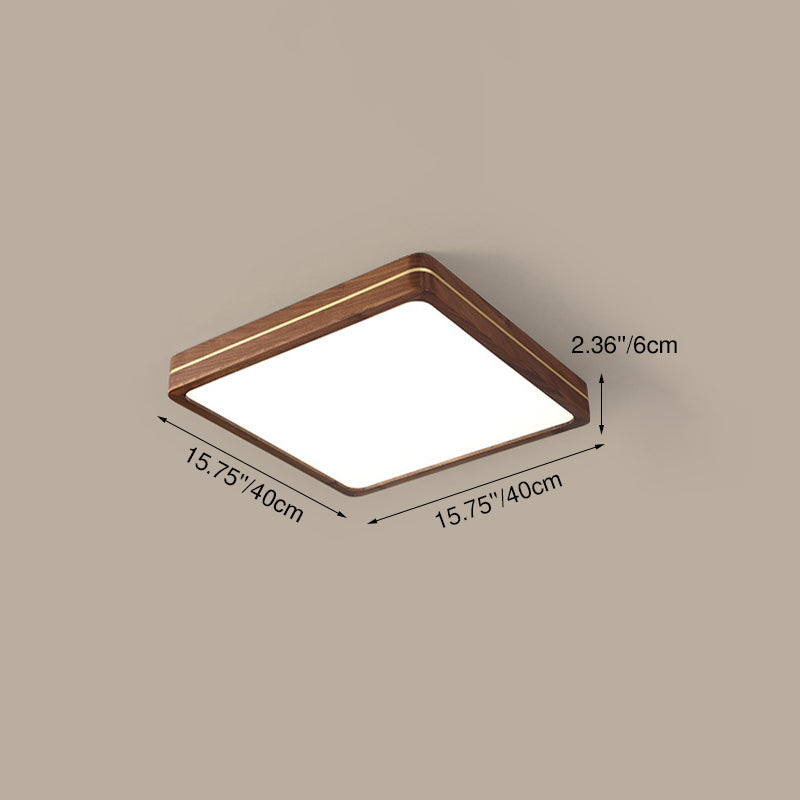 Sleek Modern Walnut Wood LED Flush Mount Ceiling Light
