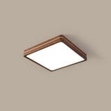 Sleek Modern Walnut Wood LED Flush Mount Ceiling Light
