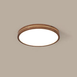 Sleek Modern Walnut Wood LED Flush Mount Ceiling Light