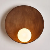 Sleek Modern Round Iron and Resin 1-Light Wall Sconce Lamp