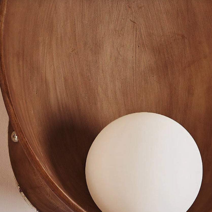 Sleek Modern Round Iron and Resin 1-Light Wall Sconce Lamp