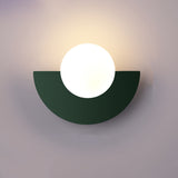 Modern Minimalist Glass Sphere Wall Sconce Lamp with Colorful Semicircle Design - 1-Light