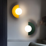 Modern Minimalist Glass Sphere Wall Sconce Lamp with Colorful Semicircle Design - 1-Light