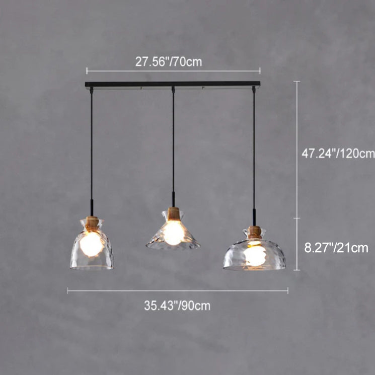 Nordic Clear Rippled Glass 1-Light Pendant Light with Shade