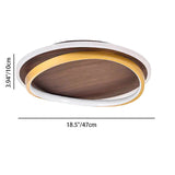 Sleek Nordic Minimalist Circular Walnut-Grain LED Flush-Mount Ceiling Light