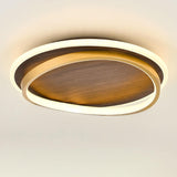 Sleek Nordic Minimalist Circular Walnut-Grain LED Flush-Mount Ceiling Light