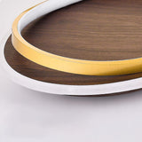 Sleek Nordic Minimalist Circular Walnut-Grain LED Flush-Mount Ceiling Light