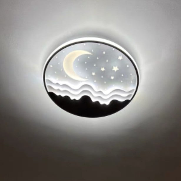 Nordic Modern Star Moon Round Aluminum LED Flush-Mount Ceiling Light