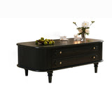 Traditional French-Style Rectangular Ash Wood Coffee Table with 2 Drawers — Solid Wood and Multi-Layer Plywood Construction for Living Room