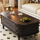 Traditional French-Style Rectangular Ash Wood Coffee Table with 2 Drawers — Solid Wood and Multi-Layer Plywood Construction for Living Room