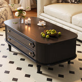 Traditional French-Style Rectangular Ash Wood Coffee Table with 2 Drawers — Solid Wood and Multi-Layer Plywood Construction for Living Room