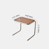 Modern Minimalist Rectangular Tempered-Glass Side Table with Iron Frame, 1-Tier for Living Room