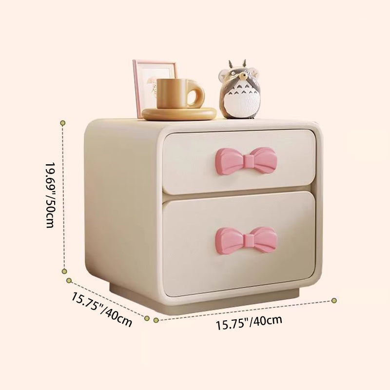 Modern Rectangular Cat-Scratch Leather Nightstand - Solid Wood, 2-Drawer Bedroom Furniture