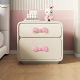 Modern Rectangular Cat-Scratch Leather Nightstand - Solid Wood, 2-Drawer Bedroom Furniture