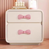 Modern Rectangular Cat-Scratch Leather Nightstand - Solid Wood, 2-Drawer Bedroom Furniture