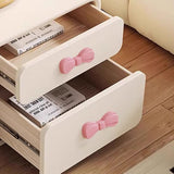 Modern Rectangular Cat-Scratch Leather Nightstand - Solid Wood, 2-Drawer Bedroom Furniture