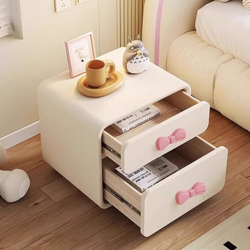 Modern Rectangular Cat-Scratch Leather Nightstand - Solid Wood, 2-Drawer Bedroom Furniture