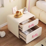 Modern Rectangular Cat-Scratch Leather Nightstand - Solid Wood, 2-Drawer Bedroom Furniture