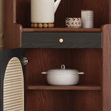Traditional Japanese Corner Shelf Unit, Rectangular MDF and Rattan with Solid Wood Accents, 2 Cabinets for Living Room